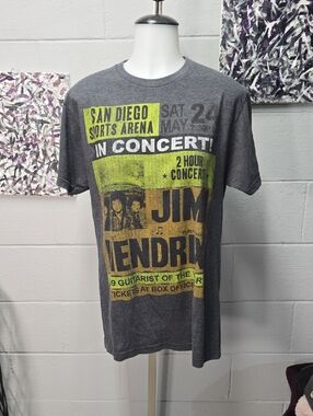 Jim Hendrix Graphic Concert Tee - Gray with Yellow Print